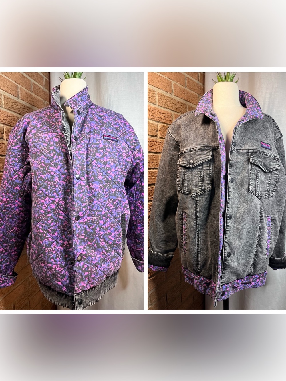 Pit Viper Reversible Jacket Y2K Purple Pink Camo Acid Wash Denim Medium
